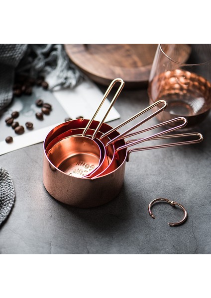 Glod Küçük 4 Adet Ölçüm Fincan Kaşık Istiflenebilir Paslanmaz Çelik Yemek Kaşığı Gıda Pişirme Pişirme Gadget Setleri Gül Altın Gıda Kahve Kaşığı Ölçeği (Yurt Dışından)