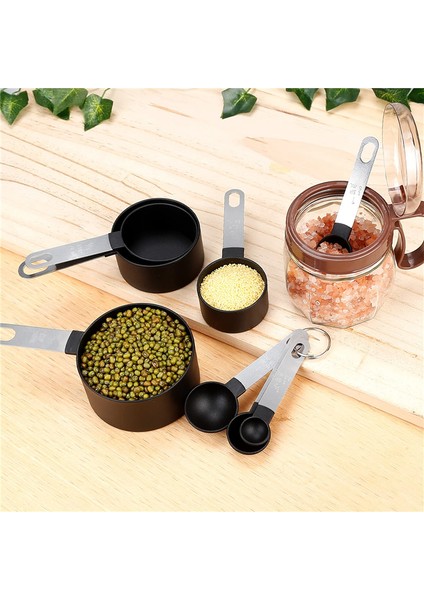 Siyah Saplı Ölçüm Kabı Paslanmaz Çelik Ölçüm Kaşığı Seti 8 Pişirme Ölçüm Kaşığı Ölçekli Plastik Bardak Ölçüm Kaşığı Seti (Yurt Dışından) fırsatları