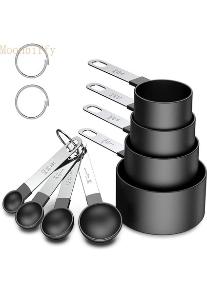 Siyah Saplı Ölçüm Kabı Paslanmaz Çelik Ölçüm Kaşığı Seti 8 Pişirme Ölçüm Kaşığı Ölçekli Plastik Bardak Ölçüm Kaşığı Seti (Yurt Dışından) indirimleri