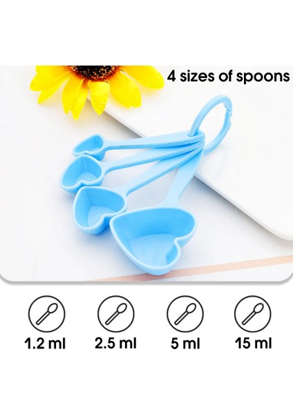 01 4 Adet Sevimli Kalp Şeklinde Ölçüm Kaşığı Çay Kaşığı Taşınabilir Kek Kek Kapları Biber Çok Fonksiyonlu Mutfak Ölçüm Aletleri (Yurt Dışından) fırsatları