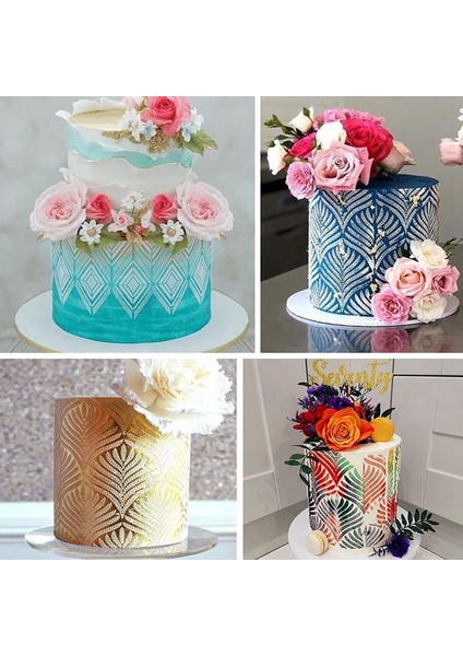 Style4 Fondan Kek Örgü Pullar Şablonlar Kabartma Dekorasyon Aracı Plastik Sprey Kalıp Düğün Kurabiye Çikolata Çizim Boyama (Yurt Dışından)