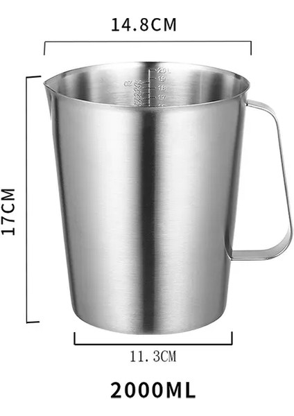 2000ML Ölçme Ölçme Paslanmaz 2000ML Çelik Çelik Pişirme Sütü 304 Paslanmaz Bardak Ölçeği Bardak Kaşık Çay Kalınlaşmış Mutfak Fincanı (Yurt Dışından)