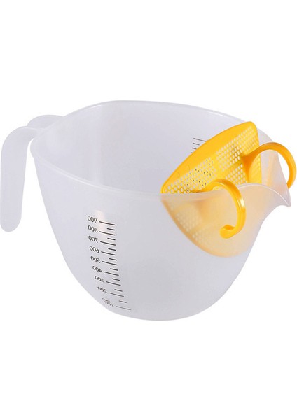Beyaz 1000 ml Pratik Yumurta Sıvı Karıştırma Kabı Dahili Filtre Plakası Temizle Ölçüm Kabı Fırın Ultra Ince Filtre Ölçüm Kabı (Yurt Dışından)