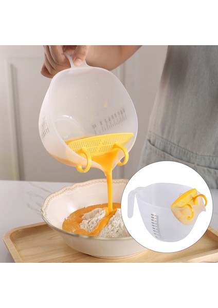 Beyaz 1000 ml Pratik Yumurta Sıvı Karıştırma Kabı Dahili Filtre Plakası Temizle Ölçüm Kabı Fırın Ultra Ince Filtre Ölçüm Kabı (Yurt Dışından) fiyatları