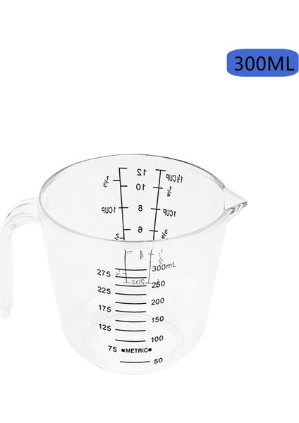 300ML 150/300/600/1000ML Şeffaf Ölçüm Kabı Şeffaf Görsel Ölçekli Sıvı Konteyner Ölçümü Karıştırma Kabı Pişirme Aracı (Yurt Dışından)
