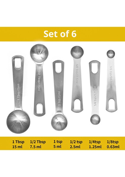 6 Adet 6 Adet Paslanmaz Çelik Ölçüm Kaşık Seti Istiflenebilir Çorba Kaşığı Çay Kaşığı Pişirme Kahve Şeker Araçları Ölçekli Mutfak Aksesuarları (Yurt Dışından)