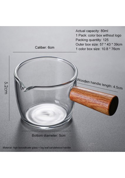 80ML Ölçüm Kabı 40/75/150ML Cam Espresso Ölçüm Kabı Ahşap Saplı Şarap Süt Sürahisi Şeffaf Ölçekli Espresso Atış Cam Mutfak Pişirme Aksesuarları (Yurt Dışından)