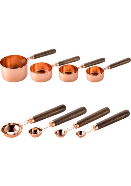 8 Adet Gül 4/8 Adet Mutfak Pişirme Araçları Bakeware Ölçme Aletleri ve Terazi Seti Paslanmaz Çelik Ölçüm Bardak ve Kaşıklar Ahşap Saplı (Yurt Dışından)