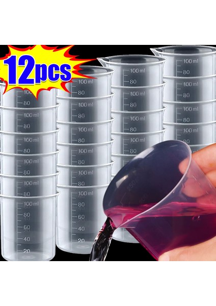 100ML 10 Adet 100ML Ölçüm Kabı Mezun Şeffaf Plastik Ölçekli Beher Kimyasal Laboratuvar Sıvı Konteyner Ölçü Sürahileri Mutfak Gereçleri (Yurt Dışından) fiyatları