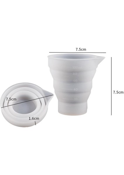 100ML-1PC-KATLANABILIR Silikon Ölçüm Kabı Şeffaf Ölçekli Diy Mutfak Pişirme Epoksi Silikon Reçine Takı Yapımı Araçları 30/50/100/125/500ML (Yurt Dışından)