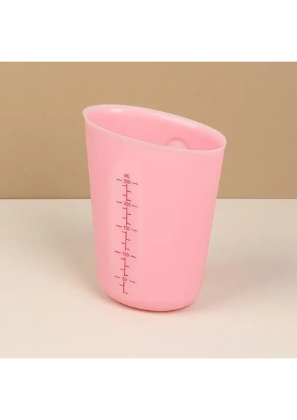 Pembe 250ML Silikon Ölçüm Kabı Pişirme Gereçleri 250ML 500ML Silikon Süt Kupası Görünür Çift Ölçekli Pişirme Kabı (Yurt Dışından)