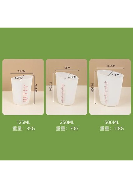 Pembe 250ML Silikon Ölçüm Kabı Pişirme Gereçleri 250ML 500ML Silikon Süt Kupası Görünür Çift Ölçekli Pişirme Kabı (Yurt Dışından)