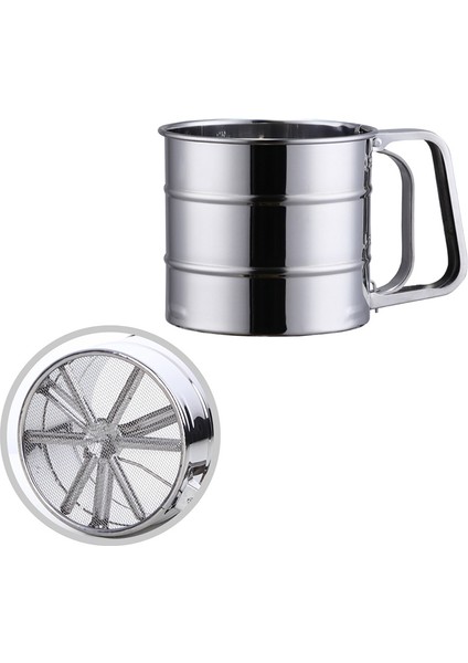 Gümüş 1xstainless Çelik Elek Bardak Tozu Un Örgü Elek Pişirme Araçları Kek Dekorasyon Pasta Araçları Bakeware Ölçme Ölçeği ile (Yurt Dışından)