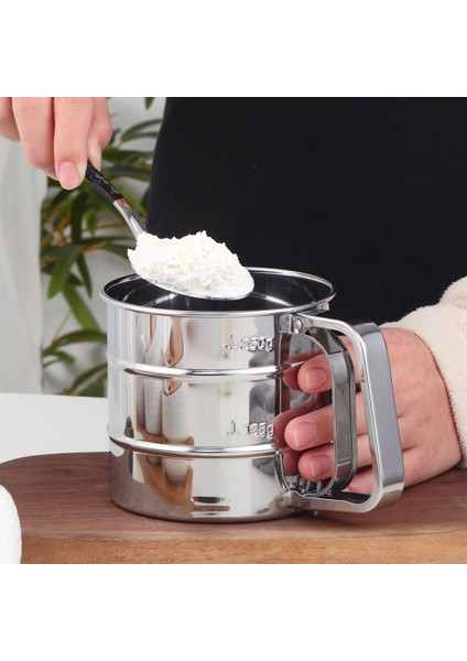 Gümüş 1xstainless Çelik Elek Bardak Tozu Un Örgü Elek Pişirme Araçları Kek Dekorasyon Pasta Araçları Bakeware Ölçme Ölçeği ile (Yurt Dışından) fırsatları