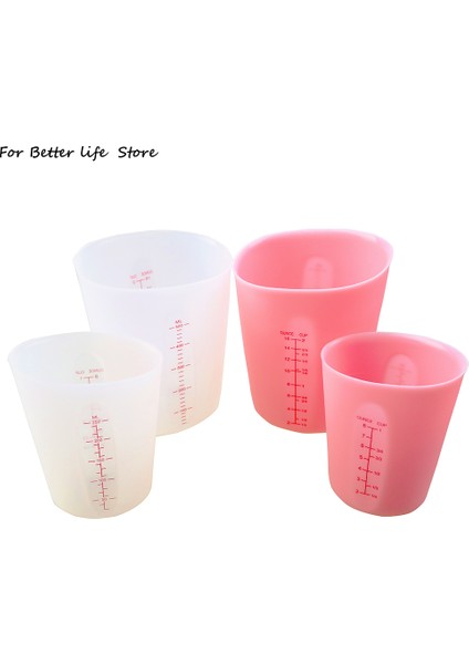 Pembe 500ML 1 Adet 500ML / 250ML Pişirme Sınıfı Silika Jel Ölçme Kabı Ölçekli Yumuşak Süt Bardağı Sıvı Macun Fincan Pişirme Araçları Çevre Dostu (Yurt Dışından)