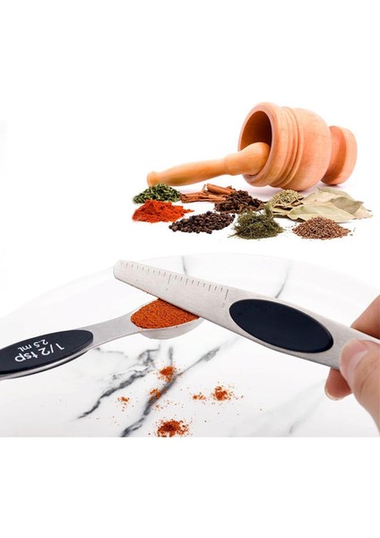 Siyah 8 Adet Manyetik Ölçüm Çay Kaşığı Yemek Kaşığı Kuru ve Sıvı Malzemeler Paslanmaz Çelik Çift Kafa Ölçüm Kaşığı (Yurt Dışından) fırsatları