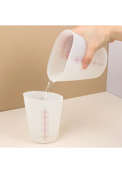Pembe 250ML Silikon Ölçüm Kabı Pişirme Gereçleri 250ML 500ML Silikon Süt Kupası Görünür Çift Ölçekli Pişirme Kabı (Yurt Dışından)