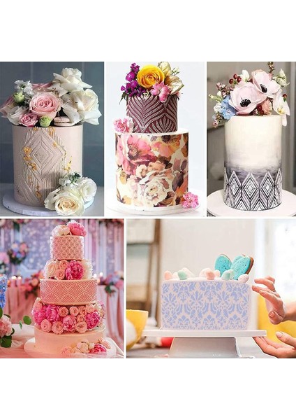 STYLE14 Fondan Kek Örgü Pullar Şablonlar Kabartma Dekorasyon Aracı Plastik Sprey Kalıp Düğün Kurabiye Çikolata Çizim Boyama (Yurt Dışından) fiyatları