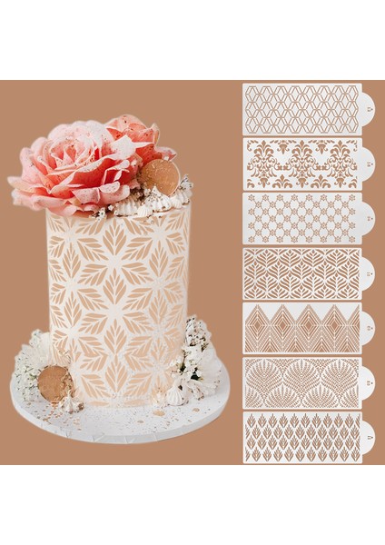 STYLE14 Fondan Kek Örgü Pullar Şablonlar Kabartma Dekorasyon Aracı Plastik Sprey Kalıp Düğün Kurabiye Çikolata Çizim Boyama (Yurt Dışından) modelleri