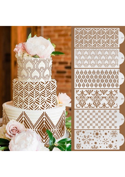 STYLE14 Fondan Kek Örgü Pullar Şablonlar Kabartma Dekorasyon Aracı Plastik Sprey Kalıp Düğün Kurabiye Çikolata Çizim Boyama (Yurt Dışından) fırsatları