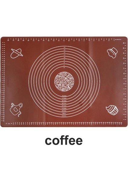 Kahve 50X70 cm Silikon Yoğurma Pedi Çok Boyutlu Haddeleme Pedi Yapışmaz Kesme Tahtası Pişirme Aracı Mutfak Pasta Erişte Pratik Yoğurma Pedi (Yurt Dışından)