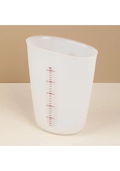 Beyaz 500ML Silikon Ölçüm Kabı Pişirme Gereçleri 250ML 500ML Silikon Süt Kupası Görünür Çift Ölçekli Pişirme Kabı (Yurt Dışından)