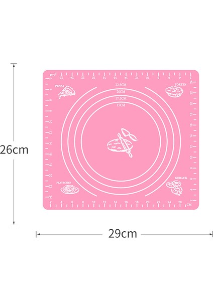 29X26CM Pembe 29/40/50/64CM Ölçekli Silikon Pişirme Matı Sayfası Hamur Açma Matı Yapışmaz Makaron Pizza Hamur Yoğurma Pedi Mutfak Aletleri (Yurt Dışından)