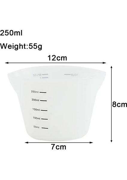 250ML Diy Kek Epoksi Reçine Takı Yapımı Mutfak Pişirme Araçları Silikon Ölçüm Kabı Temizle Ölçekli Sınıf Dayanıklı Yapışmaz (Yurt Dışından)