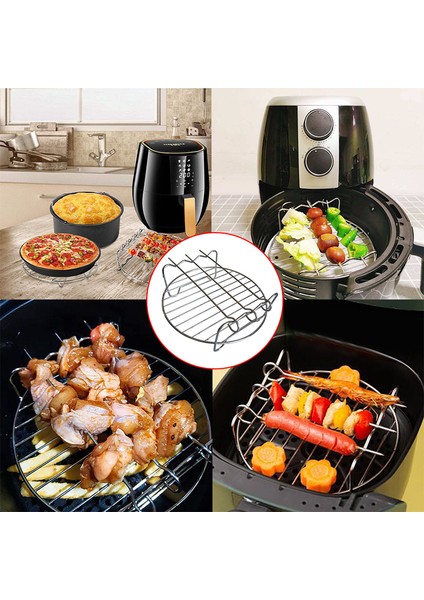 15,5 x 7 cm Çift Katmanlı Yuvarlak Barbekü Rafı, Fırın Tepsisi, Izgara Tutucu, Hava Fritözü Aksesuarları, 6, 7, 8, 9inç (Yurt Dışından) fiyatları