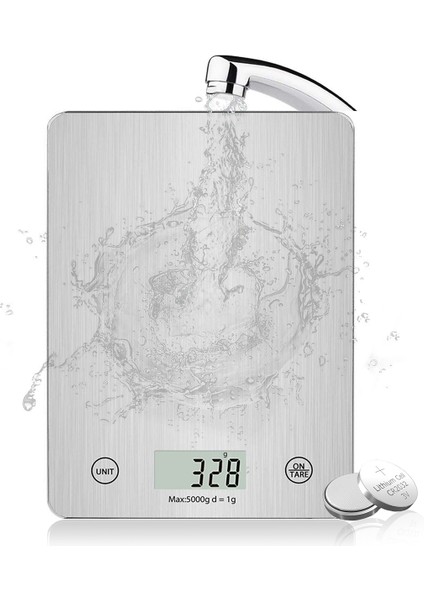 Gümüş 5kg Ataller Çok Fonksiyonlu Dijital Mutfak Gıda Terazisi Pişirme Için Mükemmel Su Geçirmez Temperli Cam Gram Ons Cinsinden Ölçüler (Yurt Dışından)