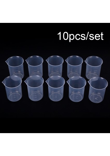 Sıvı Ölçü Kabı Için Temizle 10 Adet 50ML Plastik Mezun Ölçüm Kabı (Yurt Dışından)
