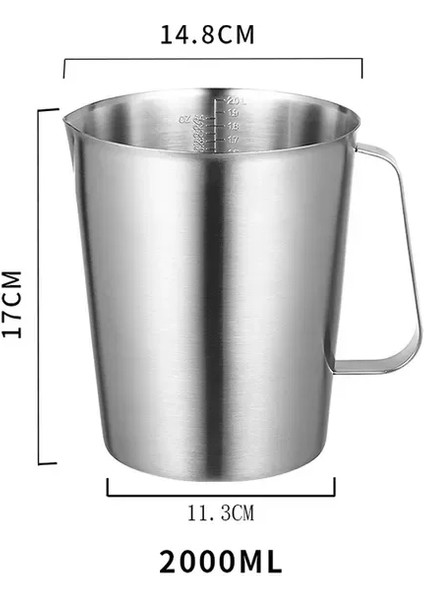 2000ML Ölçme Ölçme Paslanmaz 2000ML Çelik Çelik Pişirme Sütü 304 Paslanmaz Bardak Ölçeği Bardak Kaşık Çay Kalınlaşmış Mutfak Fincanı (Yurt Dışından)