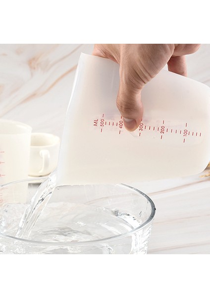Çift Ölçekli 100ML Silikon Ölçüm Kabı, Yumuşak Ölçüm Kabı, Pişirme Araçları, El Yapımı Kendin Yap, 250 ML,500ML (Yurt Dışından)