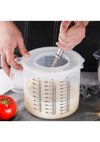 Kapaklı Beyaz Karıştırma Kabı Salata Ölçeği Plastik Ölçüm Kabı Tencere Için Büyük Pişirme Aracı (Yurt Dışından)