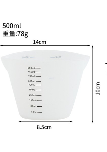 500ML 10/100/250/500ML Gıda Sınıfı Silikon Ölçüm Kabı Mutfak Kek Pişirme Ölçme Karıştırma Kabı Aracı (Yurt Dışından)