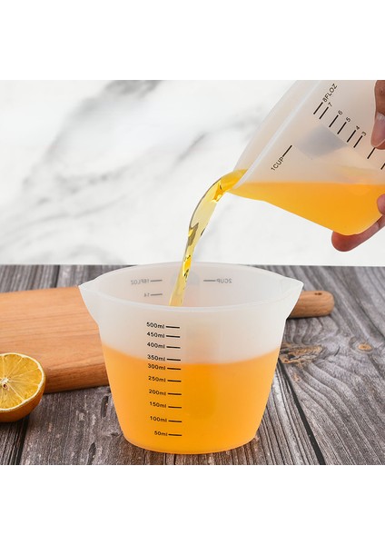 500ML 10/100/250/500ML Gıda Sınıfı Silikon Ölçüm Kabı Mutfak Kek Pişirme Ölçme Karıştırma Kabı Aracı (Yurt Dışından)