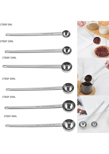 25ML Paslanmaz Çelik Kahve Kaşığı Uzun Saplı Karıştırma Kaşığı Mezun Kaşık 5ML/10ML/15ML/20ML/25ML/30ML Kahve Çay Araçları Malzemeleri (Yurt Dışından) fırsatları