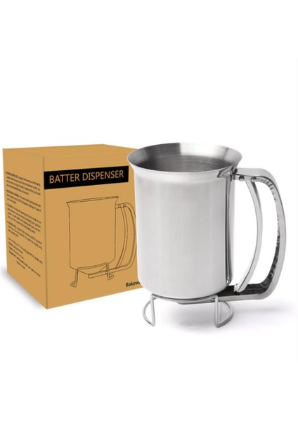 Gümüş Elde Tutulan Krep Hamuru Makinesi Paslanmaz Çelik Profesyonel Hamur Hunisi Mutfak Aleti, Waffle, Krep, Kek Için Uygun 900 ml (Yurt Dışından)