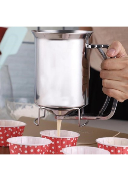 Gümüş Elde Tutulan Krep Hamuru Makinesi Paslanmaz Çelik Profesyonel Hamur Hunisi Mutfak Aleti, Waffle, Krep, Kek Için Uygun 900 ml (Yurt Dışından)