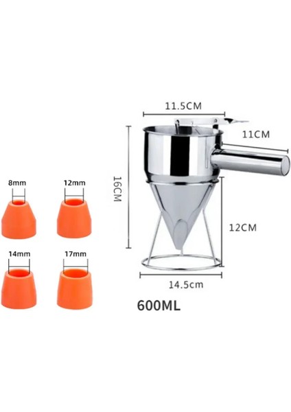 600ML 600/1200ML Koni Şekilli Paslanmaz Çelik Huni Dağıtıcı Hamur Gözleme Dağıtıcı Ahtapot Balık Köftesi Ev Mutfak Pişirme Aletleri (Yurt Dışından)