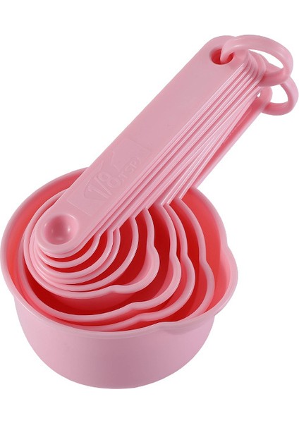 Pembe Ölçüm Kabı Mutfak Seti 11 Adet/set Çok Renkli Plastik Ölçüm Kaşığı Taşınabilir Kendin Yap Pişirme Malzemeleri Yığınlanabilir Ölçekli Kaşık (Yurt Dışından)