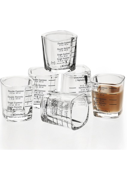 60ML 1 Adet Kırmızı Ölçek 60ML Espresso Kahve Ölçüm Kabı Cam, Ons Bardak Ölçekli Kalınlaştırılmış Kavurma Ölçüm Kabı Çift Dozajlı Kare Kahve Kupası (Yurt Dışından)