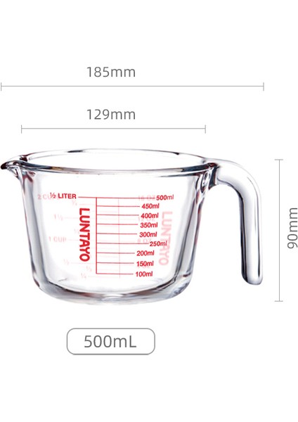 500ML Ölçüm Kabı Y Cam Ölçüm Kabı Ölçekli Yüksek Sıcaklığa Dayanıklı Ev Gıda Sınıfı Mutfak Pişirme Yumurta Çırpma Kabı (Yurt Dışından)