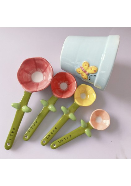 Çiçek-B Yaratıcı Çiçek Kaktüs Seramik Ölçüm Kaşığı Pişirme Gıda Terazisi Ev Mutfak Tuz Şeker Kaşığı Tabanı ile Sevimli Mutfak Aracı (Yurt Dışından) fırsatları
