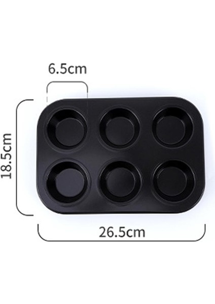 Siyah 6 Izgara 12/9/6 Delik Yapışmaz Kek Pişirme Kalıbı Puding Tava Muffin Fincan Pişirme Kalıp Karbon Çelik Düz Fincan Kek Kalıbı Mutfak Pişirme Araçları (Yurt Dışından)