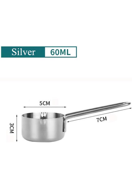 Gümüş 60ML 60/80/125/250ML Pişirme Ölçme Kabı Paslanmaz Çelik Çift Ağızlı Süt Tereyağı Kahve Isıtıcı Kaşık Mutfak Ölçerölçek (Yurt Dışından)
