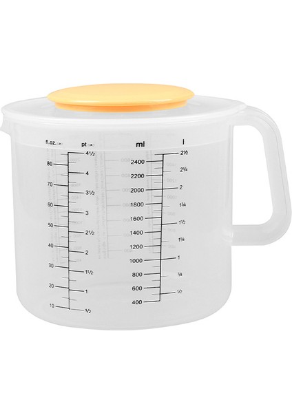 Beyaz Şeffaf Plastik Karıştırma Kabı 2.5l Pişirme Ölçme Kabı Ölçeği Kapaklı Karıştırma Kabı (Yurt Dışından)