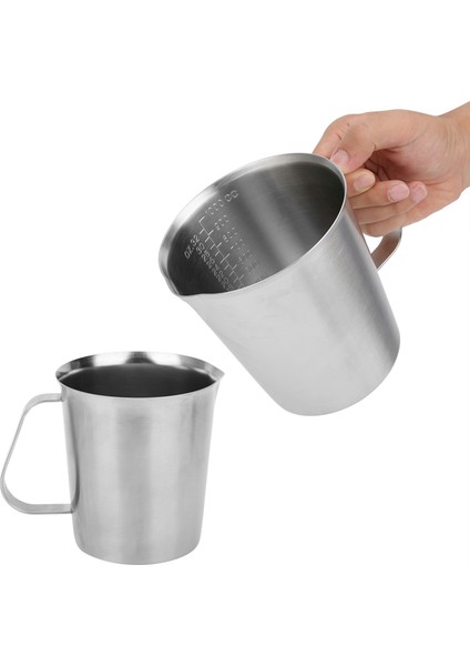 500 ml Paslanmaz Çelik Ölçüm Fincan Süt Kahve Köpürtme Sürahi Latte Sanat Pişirme Aracı Için Ölçek Kolu ile (Yurt Dışından)