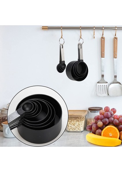 Siyah 1 Takım 4/8 Adet Ölçekli Ölçüm Kaşığı Çay Kaşığı Çok Amaçlı Kahve Şeker Kepçe Kek Pişirme Un Gıda Fincan Ev Mutfak Pişirme Araçları (Yurt Dışından) indirimleri