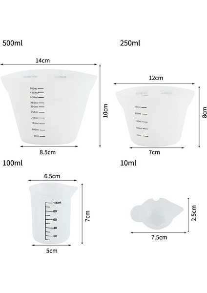 250 ml Şeffaf Ölçekli Silikon Ölçü Kabı Gıda Sınıfı Dayanıklı Yapışmaz Kendin Yap Kek Epoksi Reçine Takı Yapımı Mutfak Pişirme Aletleri (Yurt Dışından) fırsatları